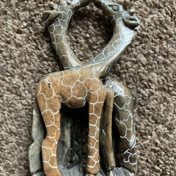 African Kissing Giraffe Stone Sculpture